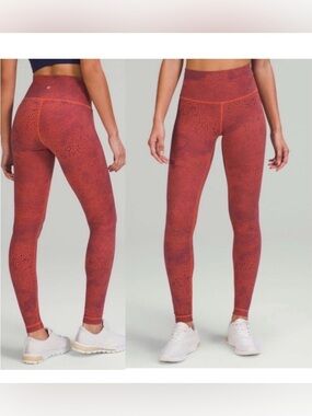 Lululemon Wunder Train High-Rise Tight Leggings Crackle Glaze Vintage Orange